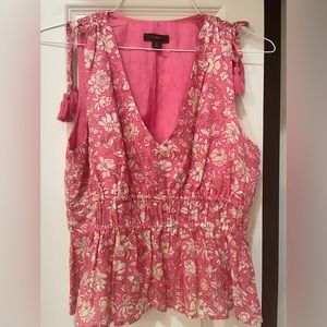 J Crew blouse, small, pink, off white floral print